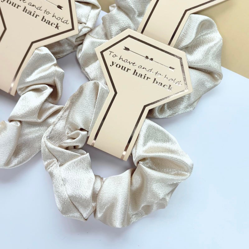 ZARSIO 10 PACK Bridesmaid Scrunchies Bridesmaid Proposal Gifts Elastics Hair Ties Bachelorette Party Favors (Champagne) - Image 3